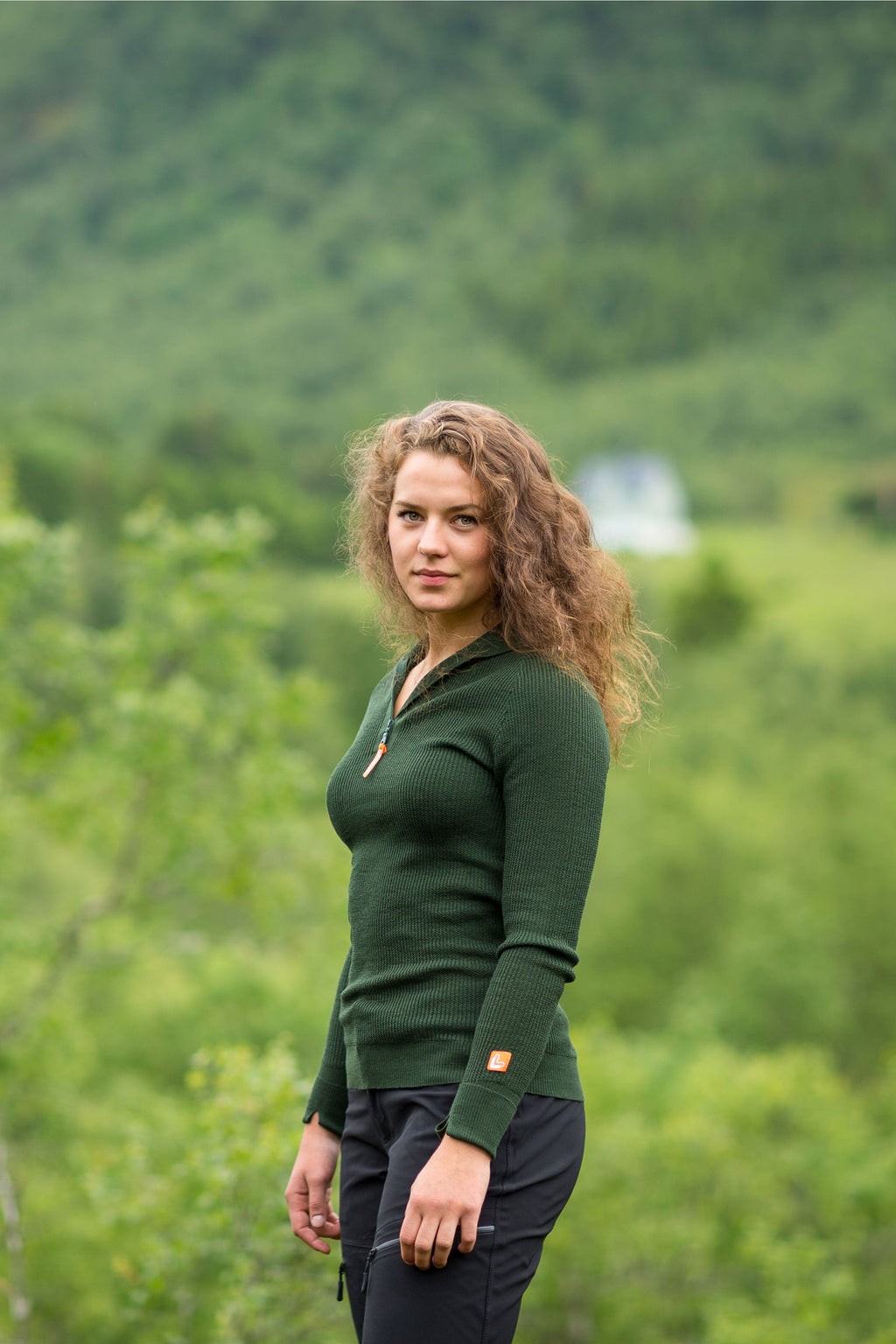 Pull en laine demi-zippé Anti-Tex 2.0, vert olive